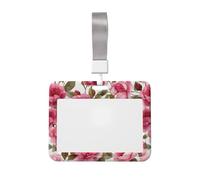 Woshuwo Funda para tarjetas de identificación de plástico duro con diseño de rosas rosas rosadas vintage de acuarela, protector de etiqueta de nombre para enfermeras y oficina