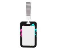 Woshuwo Funda para tarjetas de identificación de plástico duro con diseño de tres fantasmas de colores, protector de etiqueta de nombre para enfermeras y oficina