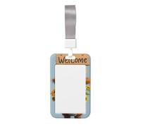 Woshuwo Funda para tarjetas de identificación de plástico duro con diseño de vaca de las Tierras Altas con girasol, protector de etiqueta de nombre para enfermeras y oficina