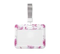 Woshuwo Funda para tarjetas de identificación de plástico duro con diseño floral rosa de acuarela para tarjetas de trabajo, protector de nombre para enfermeras y oficina