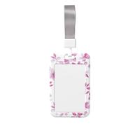 Woshuwo Funda para tarjetas de identificación de plástico duro con diseño floral rosa de acuarela para tarjetas de trabajo, protector de nombre para enfermeras y oficina