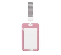 Woshuwo Funda para tarjetas de identificación de plástico duro con diseño minimalista de ganso blanco sobre rosa, protector de etiqueta de nombre para enfermeras y oficina