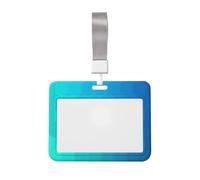 Woshuwo Funda para tarjetas de identificación de plástico duro con fondo degradado azul, protector de etiqueta de nombre para enfermeras y oficina