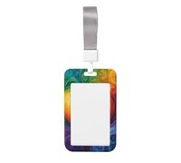 Woshuwo Funda para tarjetas de identificación de plástico duro con forma de corazón y diseño abstracto de arco iris, para enfermeras, oficina