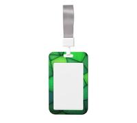 Woshuwo Funda para tarjetas de identificación de plástico duro con formas geométricas abstractas de madera verde, protector de etiqueta de nombre para enfermeras y oficina