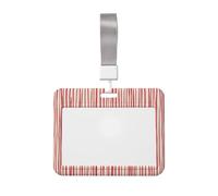 Woshuwo Funda para tarjetas de identificación de plástico duro con líneas verticales rojas dibujadas a mano, color crema, protector de etiqueta de nombre para enfermeras y oficina