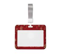Woshuwo Funda para tarjetas de identificación de plástico duro con texto en inglés "Happy Christmas", diseño de texto dorado con texto en inglés "Happy Christmas", para enfermeras y oficina