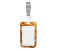 Woshuwo Funda para tarjetas de identificación de plástico duro con textura brillante y naranja y dorado para tarjetas de trabajo, protector de nombre para enfermeras y oficina