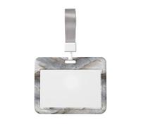 Woshuwo Funda para tarjetas de identificación de plástico duro deslizante de mármol gris acuarela suave para tarjetas de trabajo, protector de etiqueta de nombre para enfermeras y oficina