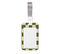 Woshuwo Funda para tarjetas de identificación de plástico duro, diseño minimalista de cuadrados blancos y verde oliva, protector de etiqueta de nombre para enfermeras y oficina