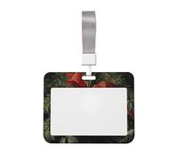 Woshuwo Funda para tarjetas de identificación de plástico duro, diseño vintage de dos campanas doradas con cinta roja deslizante, protector de etiqueta de nombre para enfermeras y oficina