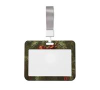 Woshuwo Funda para tarjetas de identificación de plástico duro, diseño vintage de dos campanas doradas, cinta roja, protector de nombre para enfermeras y oficina