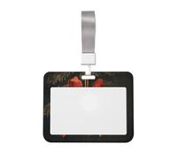 Woshuwo Funda para tarjetas de identificación de plástico duro, diseño vintage de dos campanas doradas con cinta roja deslizante, protector de etiqueta de nombre para enfermeras y oficina