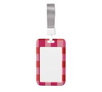 Woshuwo Funda para tarjetas de identificación deslizante con patrón de cuadrados rojos rosas y vibrantes, plástico duro, protector de etiqueta de nombre para enfermeras y oficina