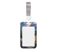 Woshuwo Funda para tarjetas de identificación deslizante de cabra de escalada de montaña, de plástico duro, protector de etiqueta de nombre para enfermeras y oficina