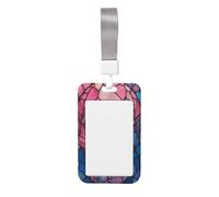 Woshuwo Funda para tarjetas de identificación deslizante de plástico duro con diseño de calavera de vidrieras, rosa, blanco y azul, protector de etiqueta de nombre para enfermeras y oficina