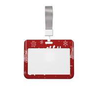 Woshuwo Funda para tarjetas de identificación deslizante de plástico duro con diseño de campanas de Feliz Navidad en rojo, protector de etiqueta de nombre para enfermeras y oficina