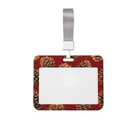 Woshuwo Funda para tarjetas de identificación deslizante de plástico duro con diseño de conos de pino de acuarela, para Navidad, color rojo, protector de etiqueta de nombre para enfermeras y oficina