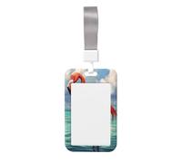 Woshuwo Funda para tarjetas de identificación deslizante de plástico duro con diseño de flamenco de pie en aguas poco profundas, protector de etiqueta de nombre para enfermeras y oficina