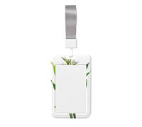 Woshuwo Funda para tarjetas de identificación deslizante de plástico duro con diseño de flores tropicales verdes sobre blanco, protector de etiqueta de nombre para enfermeras y oficina