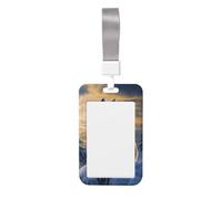 Woshuwo Funda para tarjetas de identificación deslizante de plástico duro con diseño de lobo blanco en invierno, protector de etiqueta de nombre para enfermeras y oficina