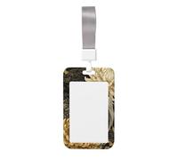Woshuwo Funda para tarjetas de identificación deslizante de plástico duro con diseño de peces y flores doradas para enfermeras y oficina