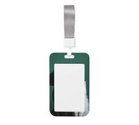 Woshuwo Funda para tarjetas de identificación deslizante de plástico duro con diseño de perro negro y gato blanco sobre verde oscuro para enfermeras y oficina