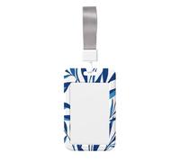 Woshuwo Funda para tarjetas de identificación deslizante de plástico duro con diseño de planta azul sobre blanco, protector de etiqueta de nombre para enfermeras y oficina