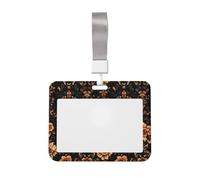 Woshuwo Funda para tarjetas de identificación deslizante de plástico duro con diseño floral beige y marrón oscuro para tarjetas de trabajo, protector de nombre para enfermeras y oficina