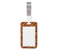 Woshuwo Funda para tarjetas de identificación deslizante de plástico duro con estampado de leopardo, color naranja quemado, protector de etiqueta de nombre para enfermeras y oficina