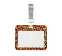 Woshuwo Funda para tarjetas de identificación deslizante de plástico duro con estampado de leopardo, color naranja quemado, protector de etiqueta de nombre para enfermeras y oficina