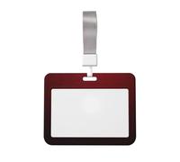 Woshuwo Funda para tarjetas de identificación deslizante de plástico duro con fondo rojo oscuro profundo para tarjetas de trabajo, protector de etiqueta de nombre para enfermeras y oficina