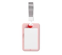 Woshuwo Funda para tarjetas de identificación deslizante de plástico duro con globos rojos en forma de corazón sobre rosa claro, protector de etiqueta de nombre para enfermeras y oficina