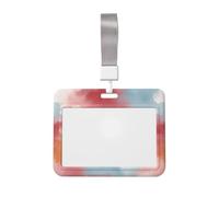 Woshuwo Funda para tarjetas de identificación deslizante de plástico duro con textura de acuarela suave, azul, rojo, amarillo, protector de etiqueta de nombre para enfermeras y oficina