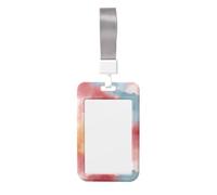 Woshuwo Funda para tarjetas de identificación deslizante de plástico duro con textura de acuarela suave, azul, rojo, amarillo, protector de etiqueta de nombre para enfermeras y oficina