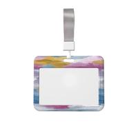 Woshuwo Funda para tarjetas de identificación deslizante, de plástico duro, suave, color amarillo pastel, rosa, acuarela, protector de etiqueta de nombre para enfermeras y oficina