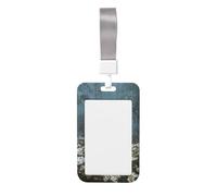 Woshuwo Funda para tarjetas de identificación deslizante, diseño de fantasmas en un columpio de plástico duro, protector de etiqueta de nombre para enfermeras y oficina