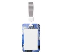 Woshuwo Funda para tarjetas de identificación deslizante, diseño de leopardo de las nieves en la montaña nevada, funda de plástico duro para tarjetas de trabajo, protector de nombre para enfermeras y