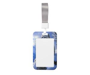 Woshuwo Funda para tarjetas de identificación deslizante, diseño de leopardo de las nieves en la montaña nevada, funda de plástico duro para tarjetas de trabajo, protector de nombre para enfermeras y