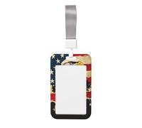 Woshuwo Funda para tarjetas de identificación deslizante, diseño de soldados de la bandera estadounidense, diseño de águila, de plástico duro, protector de etiqueta de nombre para enfermeras y oficina