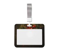 Woshuwo Funda para tarjetas de identificación deslizante, diseño de tres campanas doradas en ramas de pino de plástico duro, protector de etiqueta de nombre para enfermeras y oficina