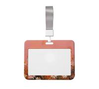 Woshuwo Funda para tarjetas de identificación deslizante, diseño de tres fantasmas blancos en el campo con margaritas, plástico duro, protector de etiqueta de nombre para enfermeras y oficina
