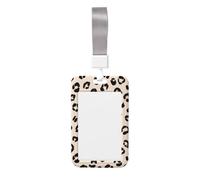 Woshuwo Funda para tarjetas de identificación deslizante minimalista con estampado de leopardo de plástico duro, protector de etiqueta de nombre para enfermeras y oficina
