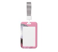 Woshuwo Funda protectora de plástico duro con diseño de bola de discoteca brillante sobre fondo rosa para tarjetas de identificación para enfermeras y oficina