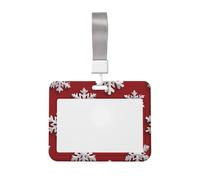 Woshuwo Funda protectora de plástico duro con diseño de copo de nieve blanco sobre rojo para tarjetas de identificación de Navidad para enfermeras y oficina