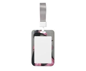 Woshuwo Funda protectora de plástico duro con diseño de esqueleto con vestido rosa y capa negra para tarjetas de identificación, protector de nombre para enfermeras y oficina