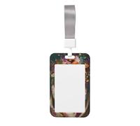 Woshuwo Funda protectora de plástico duro con diseño de leopardo con flores en la cabeza para tarjetas de identificación para enfermeras y oficina