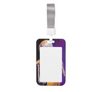 Woshuwo Funda protectora de plástico duro para tarjetas de identificación con diseño de esqueleto abrazando gato en morado oscuro para enfermeras y oficina