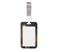 Woshuwo Funda protectora de plástico duro para tarjetas de identificación con diseño de gato negro en la valla de madera vieja con luna deslizante para enfermeras y oficina