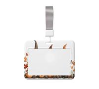 Woshuwo Funda protectora de plástico duro para tarjetas de identificación con diseño de tres gnomos con temática otoñal para enfermeras y oficina